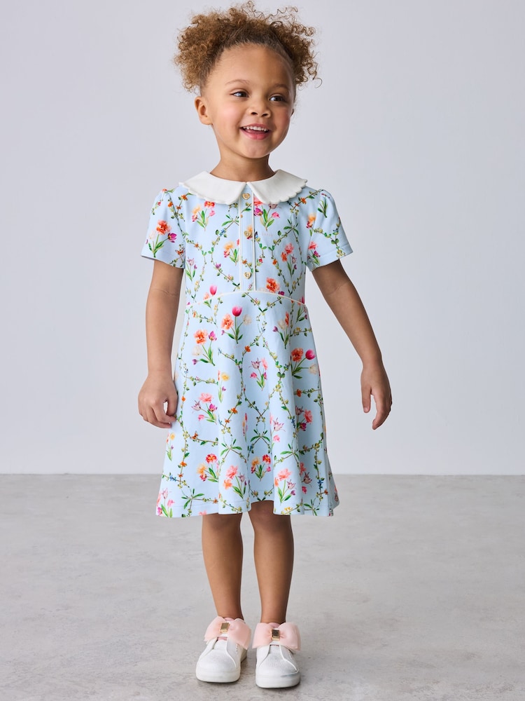 Baker by Ted Baker Blue Trellis Print Floral Ponte Dress - Image 1 of 11