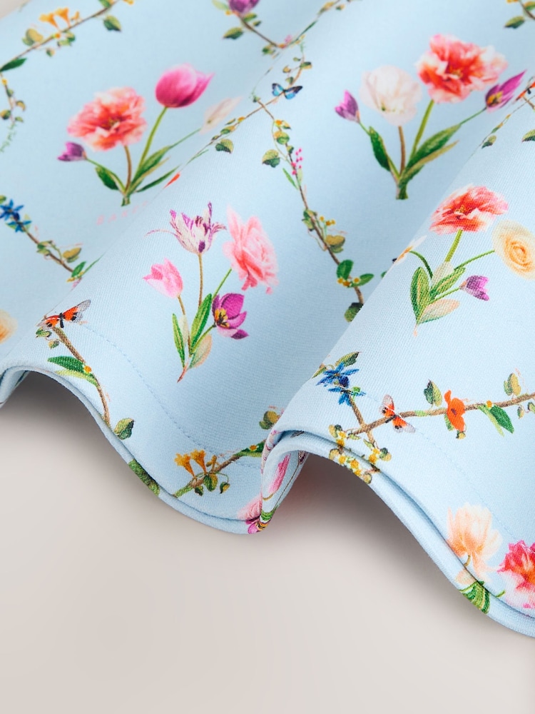 Baker by Ted Baker Blue Trellis Print Floral Ponte Dress - Image 11 of 11