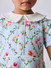 Baker by Ted Baker Blue Trellis Print Floral Ponte Dress - Image 4 of 11