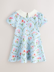 Baker by Ted Baker Blue Trellis Print Floral Ponte Dress - Image 7 of 11