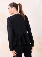 Lipsy Black Peplum Crop Jacket - Image 4 of 4