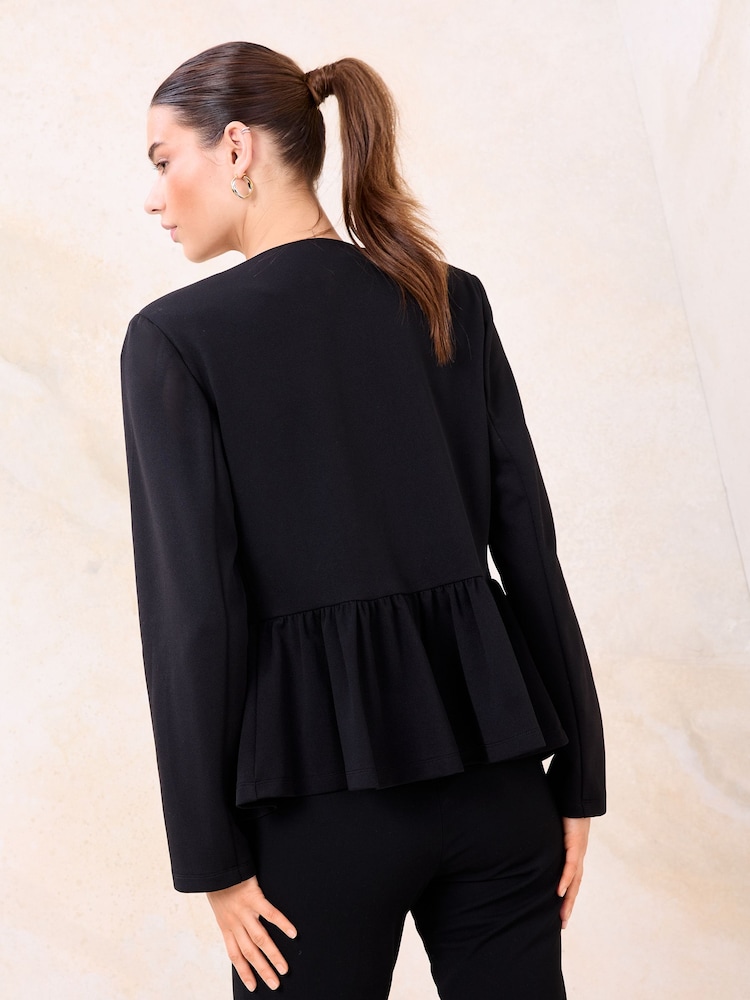 Lipsy Black Peplum Crop Jacket - Image 4 of 4 Lipsy Black Peplum Crop Jacket - Image 4 of 4