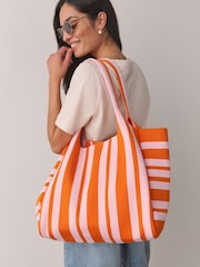 Pink Stripe Flyknit Shoulder Bag - Image 1 of 8