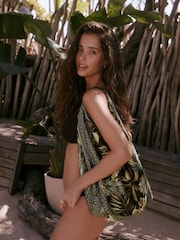 Black Scarf Print Shoulder Bag - Image 1 of 7