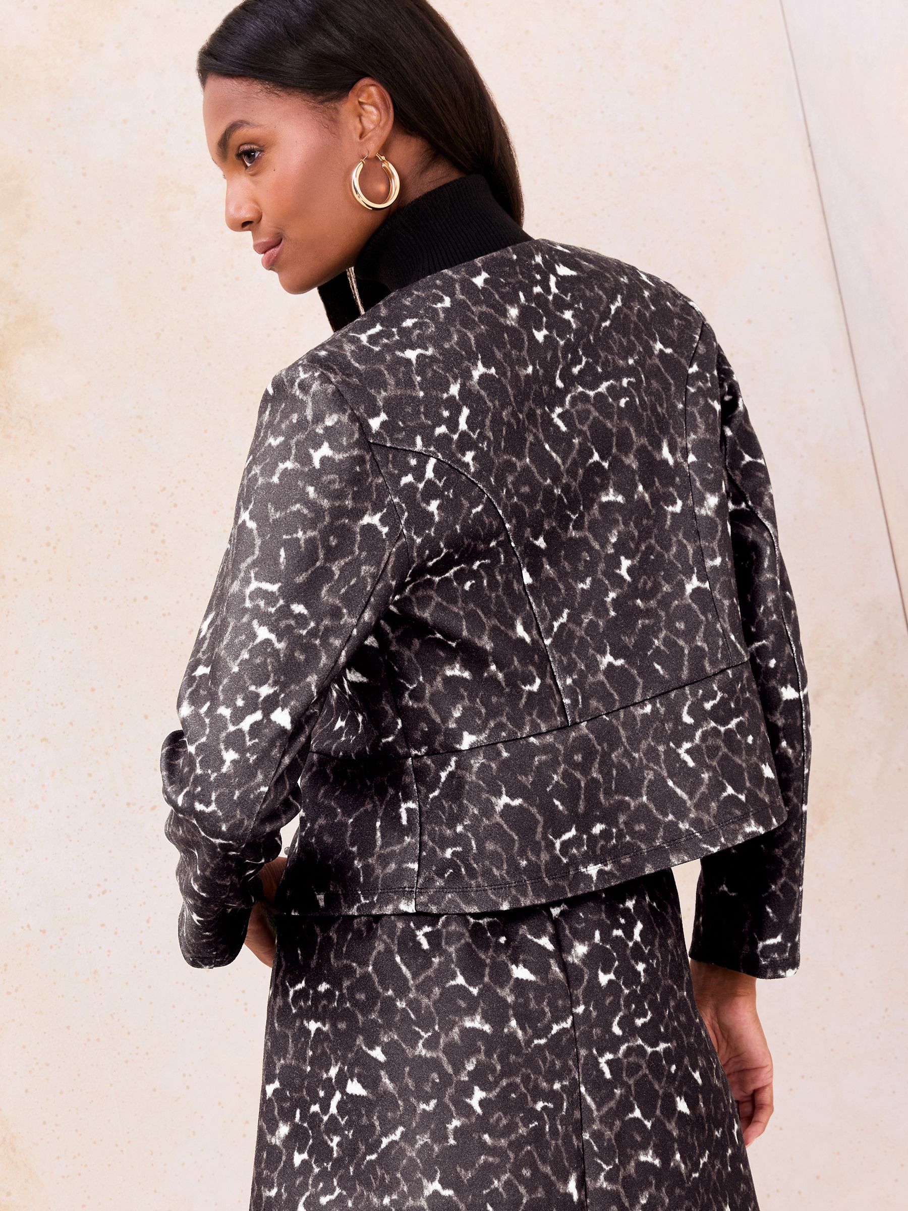 Buy Lipsy Brown Animal Print Cropped Collarless Blazer from Next USA
