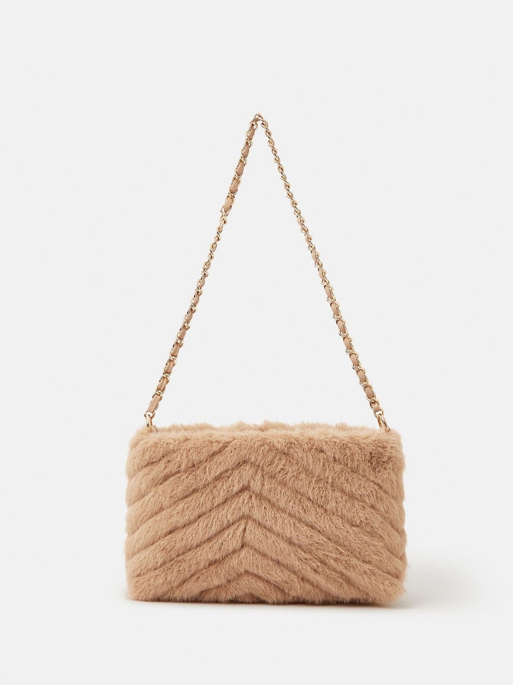 Accessorize Faux Fur Chain Strap Shoulder Bag - Slika 1 iz 4