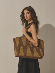 Natural Raffia-Effect Shoulder Bag - Image 1 of 8