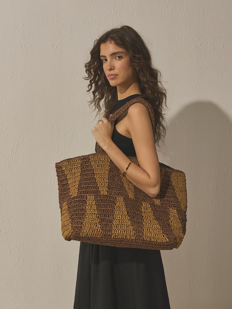 Natural Raffia-Effect Shoulder Bag - Image 1 of 8