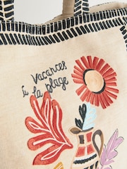 لون طبيعي - حقيبة كتف بتفاصيل مطرزة - صورة 3 من 6