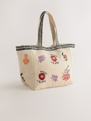 Natural Embroidered Detail Shoulder Bag - Image 7 of 11