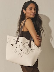 Neutral Floral Cut Out Shoulder Bag - Image 1 of 8