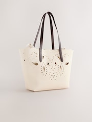 Neutral Floral Cut Out Shoulder Bag - Image 5 of 8