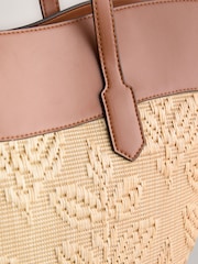 Natural - Raffia Effect Embossed Shoulder Bag - Imagen 3 de 7