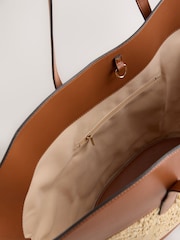 Natural - Raffia Effect Embossed Shoulder Bag - Imagen 4 de 7