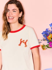 Eleanor Bowmer Ecru Lobster Ringer T-Shirt - Image 4 of 4