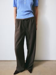 BHOEM Elasticated Waist Tailored Chocolate Brown Pants With Wool - Image 2 of 6