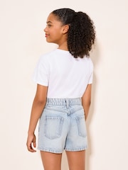 Lipsy Light Wash Blue Embellished Denim Shorts (7-16yrs) - Image 4 of 5