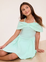 Lipsy Mint Green Teen Bow Bardot Dress (5-16yrs) - Image 3 of 5
