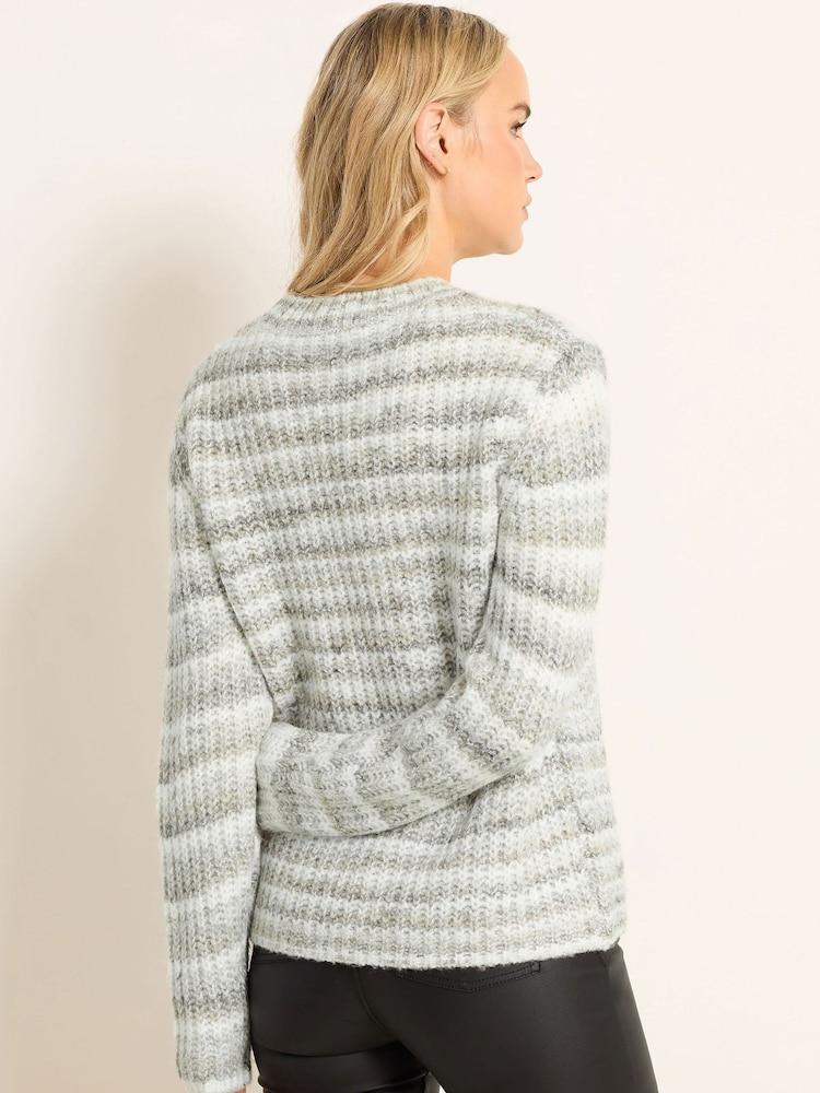 Long Tall Sally Grey Stripe Knitted Jumper - Image 2 of 5 Long Tall Sally Grey Stripe Knitted Jumper - Image 2 of 5