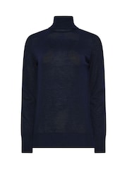 Long Tall Sally Blue Premium Merino Wool Roll Neck Jumper - Image 6 of 6