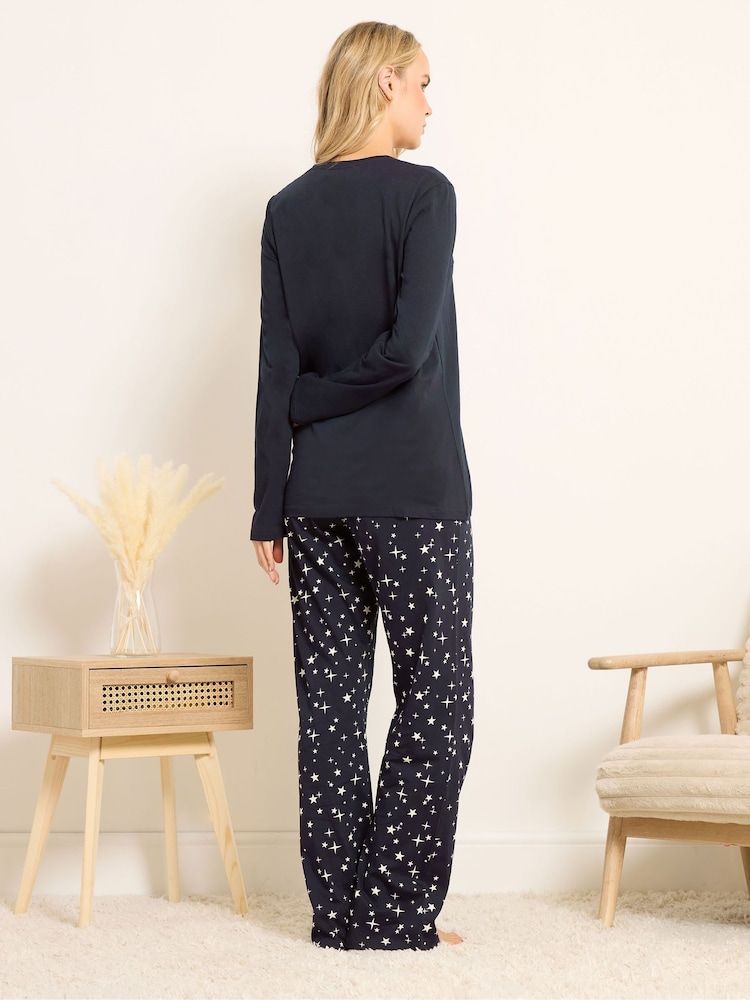 Long Tall Sally Blue Sleepy Season Long Sleeve Wide Leg PJ Set - Image 2 of 5 Long Tall Sally Blue Sleepy Season Long Sleeve Wide Leg PJ Set - Image 2 of 5