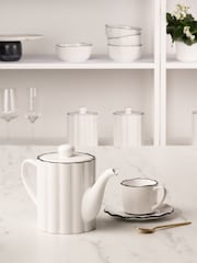 Style Sisters White Ribbed 800ML Teapot - Image 1 of 4