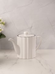 Style Sisters White Ribbed 800ML Teapot - Image 2 of 4