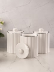 Style Sisters White Ribbed Coffee Sugar Canister - Image 1 of 4