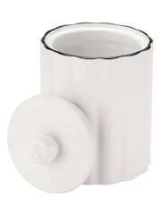 Style Sisters White Ribbed Coffee Sugar Canister - Image 3 of 4