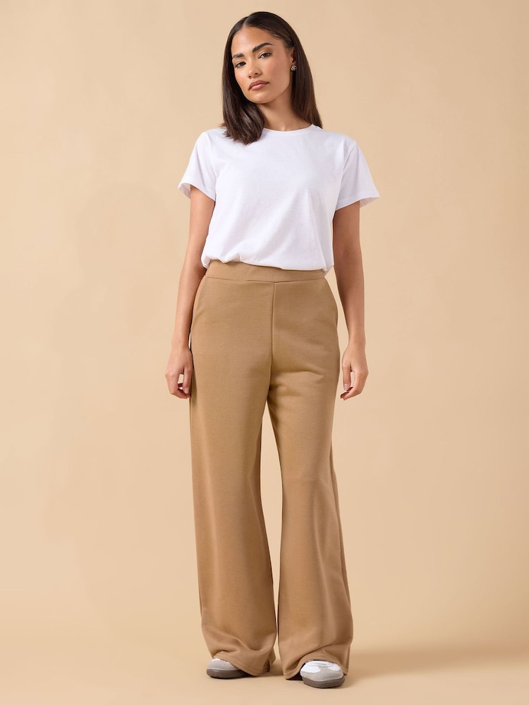 PixieGirl Petite Nude Loop Back Wide Leg Joggers - Image 1 of 5