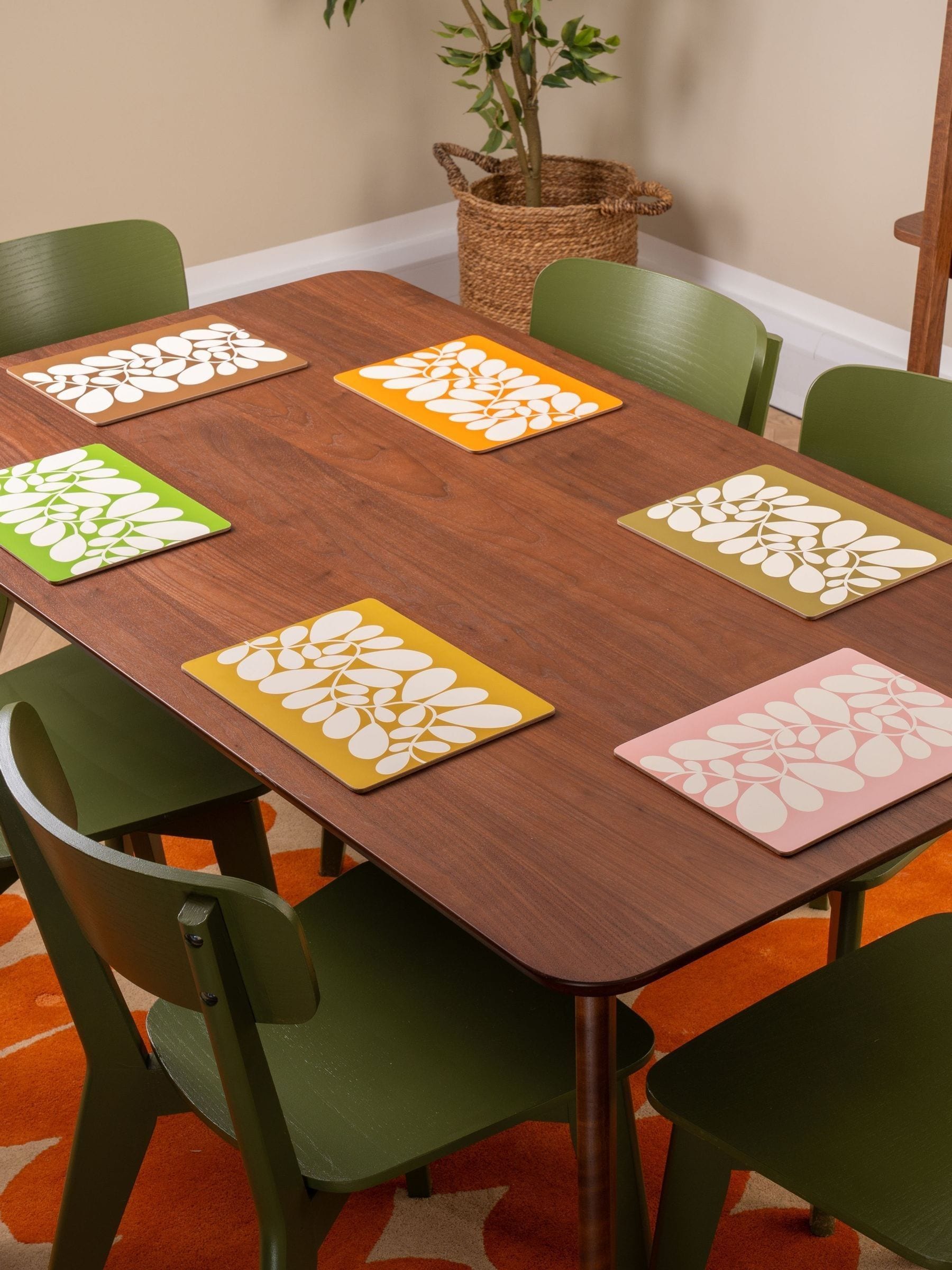 Orla Kiely Yellow/Green/Orange Sycamore Stripe Placemats Set Of 6 - Image 4