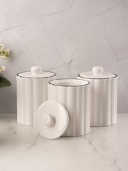 Style Sisters White Ribbed Coffee Tea Canister - Image 1 of 4