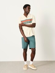 FatFace Sutton Oatmeal Textured Chest Stripe Polo - Image 5 of 6