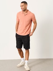 FatFace Albury Coral Pink Textured Polo Shirts - Image 3 of 5