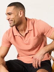 FatFace Albury Coral Pink Textured Polo Shirts - Image 5 of 5