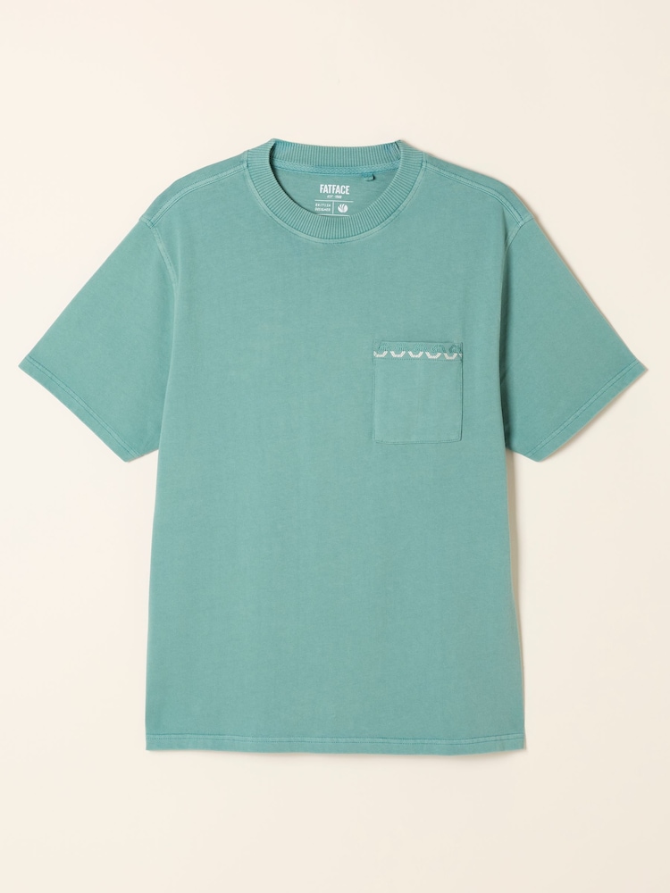 Γαλαζοπράσινο - FatFace Embroidered Pocket Tshirt - Εικόνα 6 από 6
