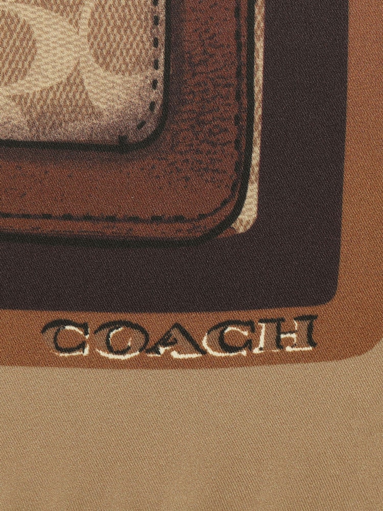 COACH Brown Stacked Tabby Printed Silk Square Scarf - Image 4 of 4 COACH Brown Stacked Tabby Printed Silk Square Scarf - Image 4 of 4