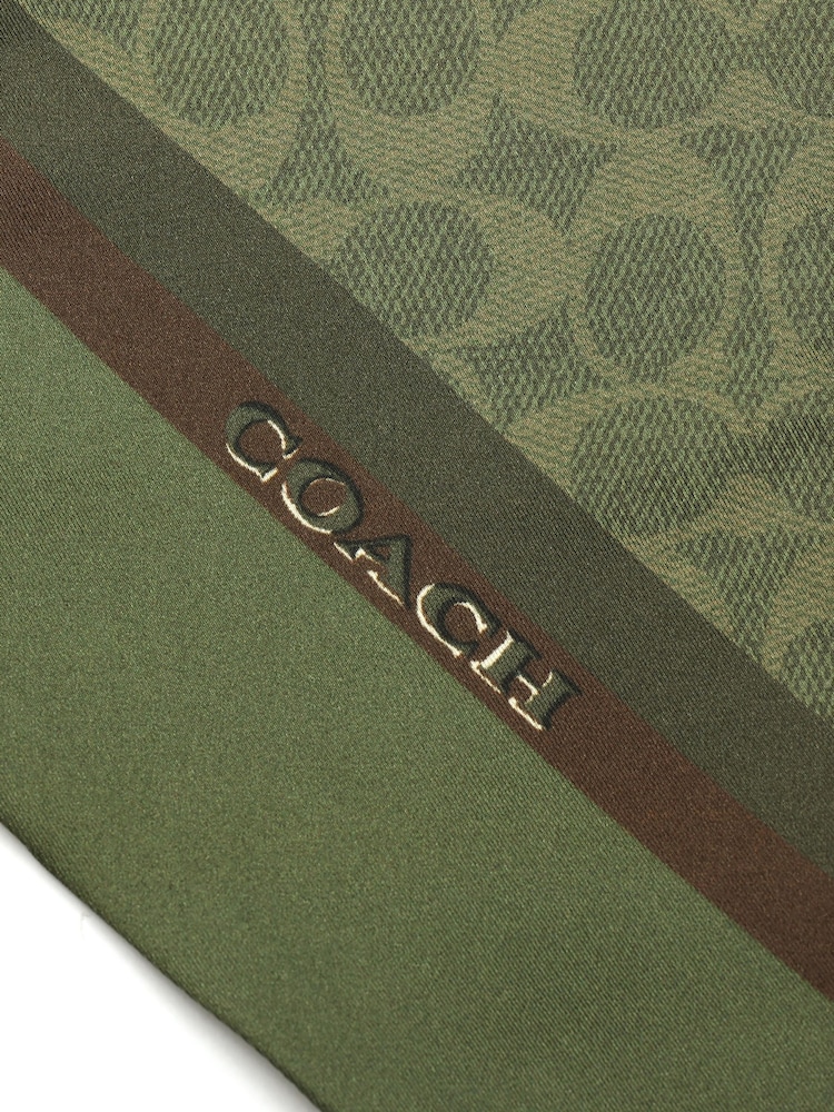 COACH Green Stacked Tabby Printed Wide Silk Skinny Scarf - Image 4 of 4