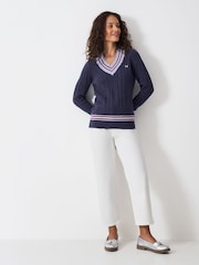 Crew Clothing Blue Cricket Cable Knit Jumper - Image 3 of 5