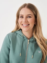 Crew Clothing Green Heritage Zip Through Hoodie - Image 4 of 5