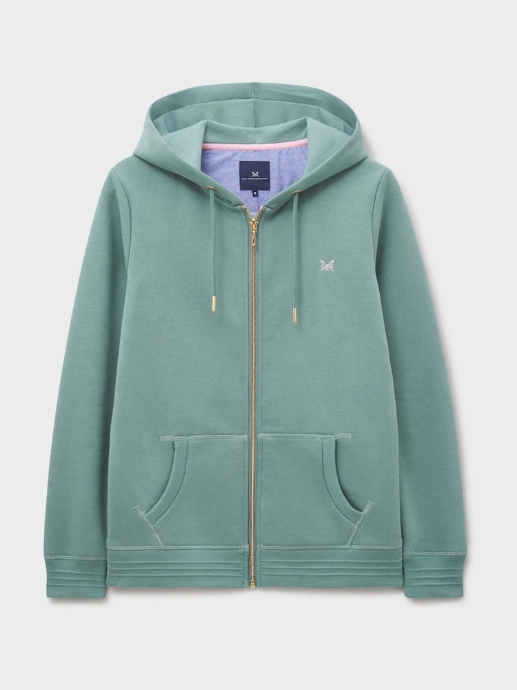 Crew Clothing Green Heritage Zip Through Hoodie - Image 5 of 5