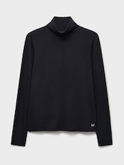 Crew Clothing Black Modal Blend Second Skin Roll Neck Top - Image 5 of 5