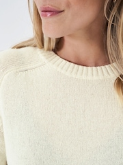 Crew Clothing White Harmony Saddle Shoulder Crew Neck Jumper - Image 4 of 4