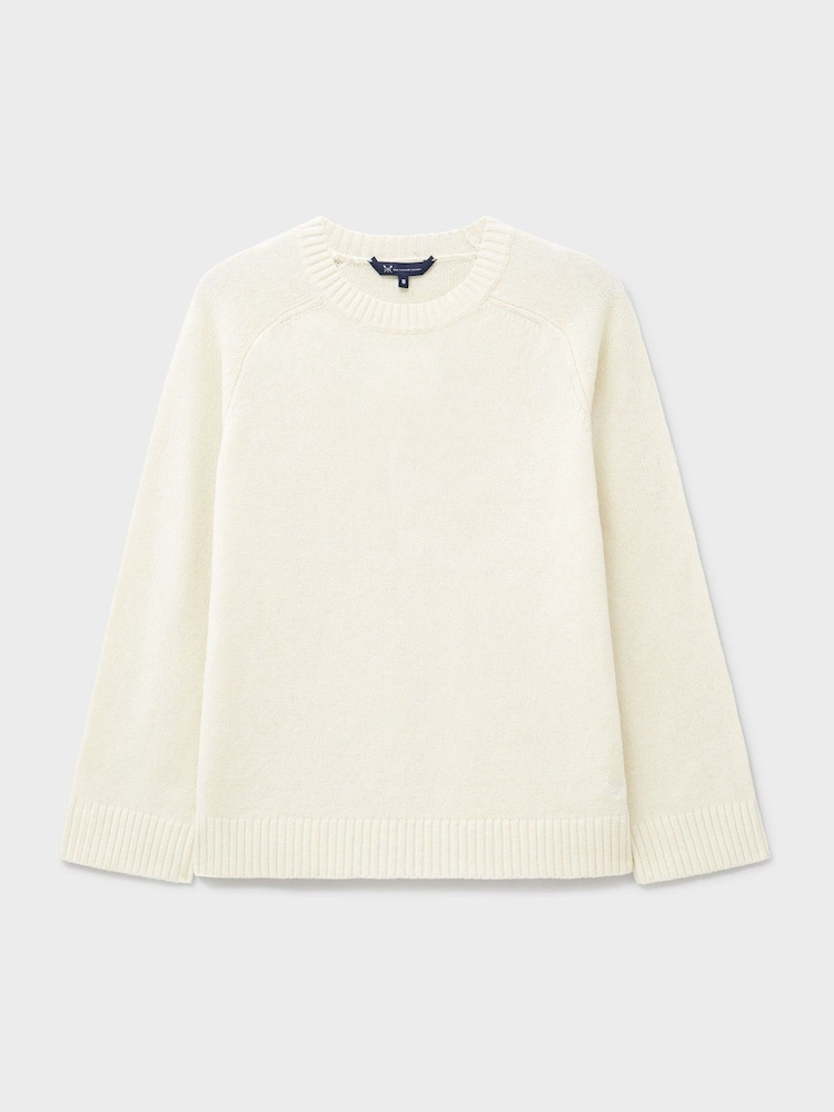 Crew Clothing White Harmony Saddle Shoulder Crew Neck Jumper - Image 5 of 5 Crew Clothing White Harmony Saddle Shoulder Crew Neck Jumper - Image 5 of 5