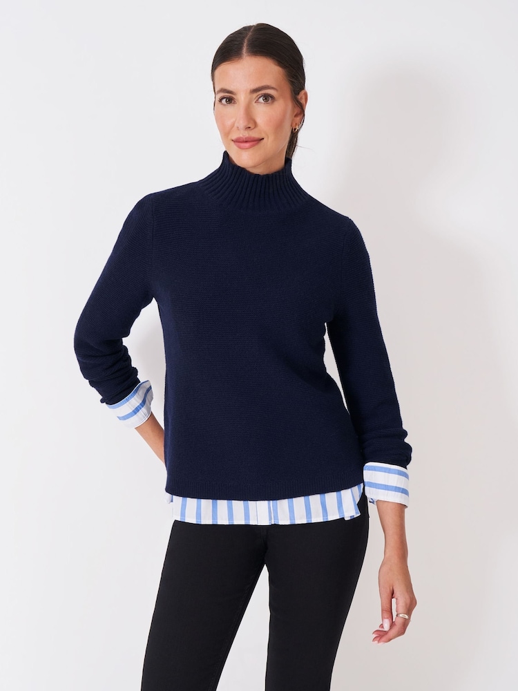 Crew Clothing Blue Harmony Links Crew Neck Jumper - Image 1 of 5