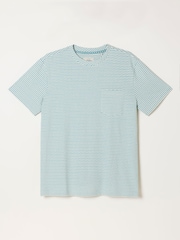 FatFace Natural Short Sleeve Jacquard Stripe Tshirt - Image 5 of 5