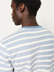 FatFace Ash Blue Short Sleeve Jacquard Stripe T Shirt - Image 4 of 6