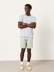 FatFace Ash Blue Short Sleeve Jacquard Stripe T Shirt - Image 5 of 6