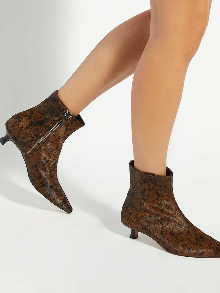 Dune London Brown Odore Chisel Toe Kitten Heels - Image 1 of 6 Dune London Brown Odore Chisel Toe Kitten Heels - Image 1 of 6