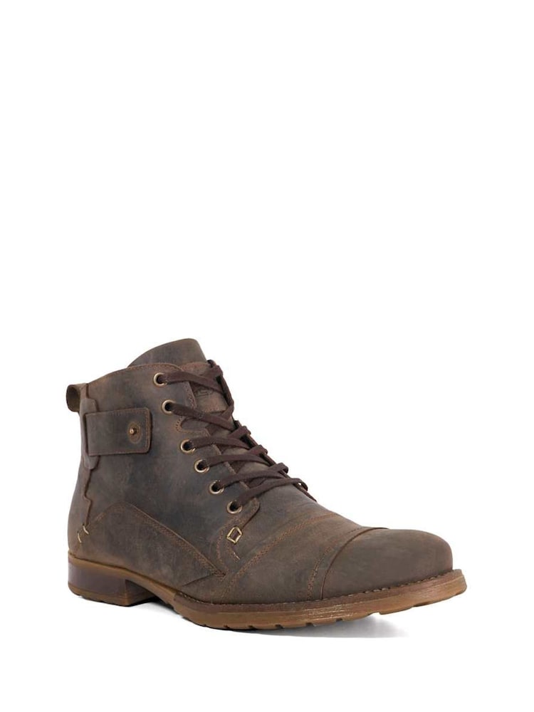 Dune London Brown Simon Wf Seam Detail Lace Boots - Image 2 of 5 Dune London Brown Simon Wf Seam Detail Lace Boots - Image 2 of 5